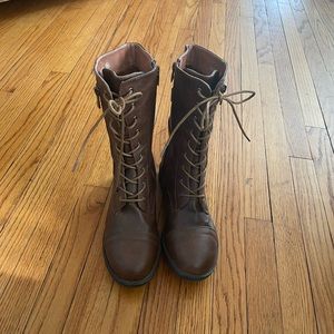TOP Moda brown tie/zip up boots